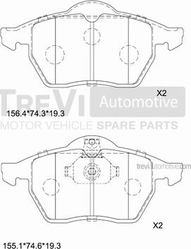 Trevi Automotive PF1017 - Тормозные колодки, дисковые, комплект autosila-amz.com