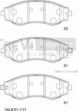 Trevi Automotive PF1035 - Тормозные колодки, дисковые, комплект autosila-amz.com