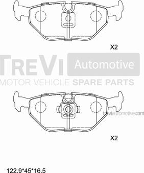 Trevi Automotive PF1020 - Тормозные колодки, дисковые, комплект autosila-amz.com