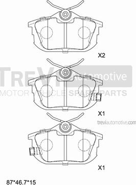 Trevi Automotive PF1027 - Тормозные колодки, дисковые, комплект autosila-amz.com