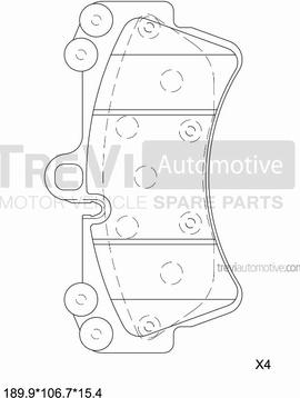 Trevi Automotive PF1196 - Тормозные колодки, дисковые, комплект autosila-amz.com