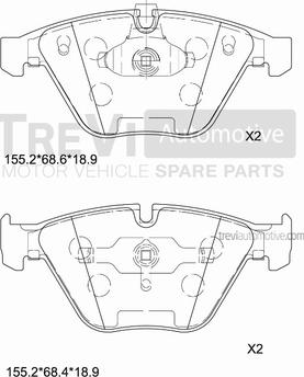 Trevi Automotive PF1198 - Тормозные колодки, дисковые, комплект autosila-amz.com