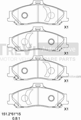 Trevi Automotive PF1149 - Тормозные колодки, дисковые, комплект autosila-amz.com