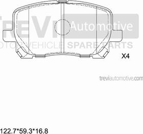 Trevi Automotive PF1151 - Тормозные колодки, дисковые, комплект autosila-amz.com