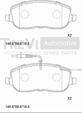 Trevi Automotive PF1164 - Тормозные колодки, дисковые, комплект autosila-amz.com