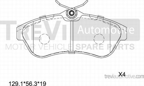 Trevi Automotive PF1160 - Тормозные колодки, дисковые, комплект autosila-amz.com
