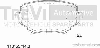 Trevi Automotive PF1168 - Тормозные колодки, дисковые, комплект autosila-amz.com