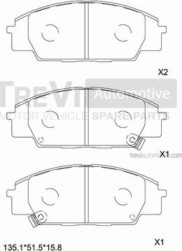 Trevi Automotive PF1109 - Тормозные колодки, дисковые, комплект autosila-amz.com