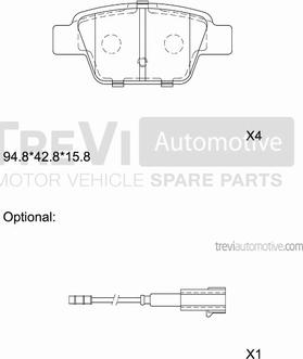 Trevi Automotive PF1119 - Тормозные колодки, дисковые, комплект autosila-amz.com