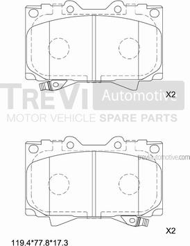 Trevi Automotive PF1111 - Тормозные колодки, дисковые, комплект autosila-amz.com