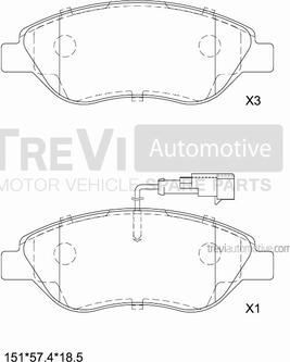 Trevi Automotive PF1118 - Тормозные колодки, дисковые, комплект autosila-amz.com