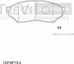 Trevi Automotive PF1182 - Тормозные колодки, дисковые, комплект autosila-amz.com