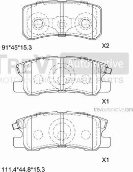 Trevi Automotive PF1187 - Тормозные колодки, дисковые, комплект autosila-amz.com