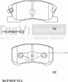 Trevi Automotive PF1136 - Тормозные колодки, дисковые, комплект autosila-amz.com