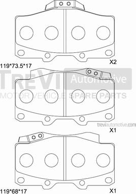 Trevi Automotive PF1137 - Тормозные колодки, дисковые, комплект autosila-amz.com