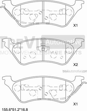 Trevi Automotive PF1124 - Тормозные колодки, дисковые, комплект autosila-amz.com