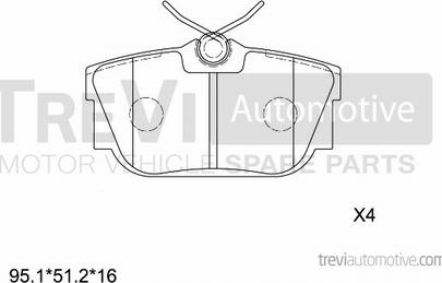 Trevi Automotive PF1128 - Тормозные колодки, дисковые, комплект autosila-amz.com