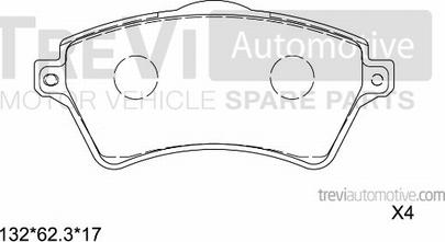 Trevi Automotive PF1122 - Тормозные колодки, дисковые, комплект autosila-amz.com