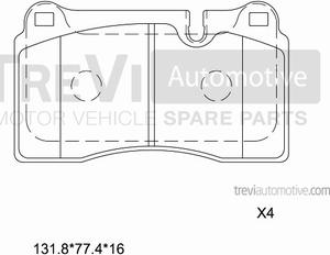 Trevi Automotive PF1342 - Тормозные колодки, дисковые, комплект autosila-amz.com