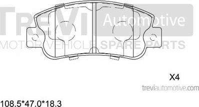 Trevi Automotive PF1354 - Тормозные колодки, дисковые, комплект autosila-amz.com
