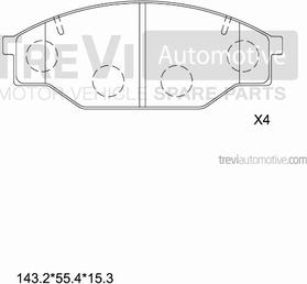 Trevi Automotive PF1351 - Тормозные колодки, дисковые, комплект autosila-amz.com