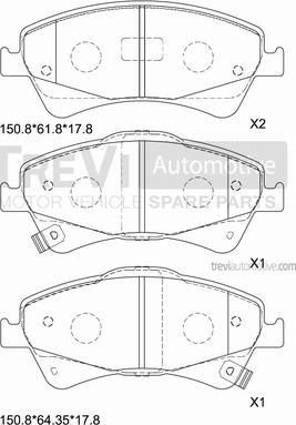 Trevi Automotive PF1369 - Тормозные колодки, дисковые, комплект autosila-amz.com