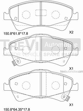 Trevi Automotive PF1369 - Тормозные колодки, дисковые, комплект autosila-amz.com