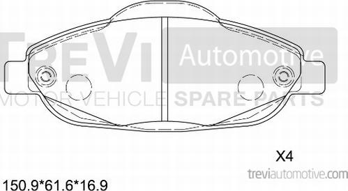 Trevi Automotive PF1360 - Тормозные колодки, дисковые, комплект autosila-amz.com