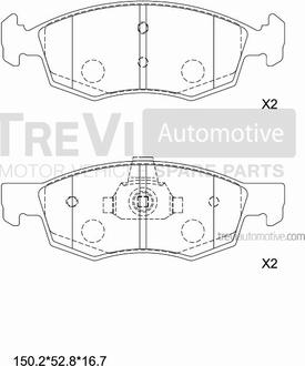 Trevi Automotive PF1362 - Тормозные колодки, дисковые, комплект autosila-amz.com