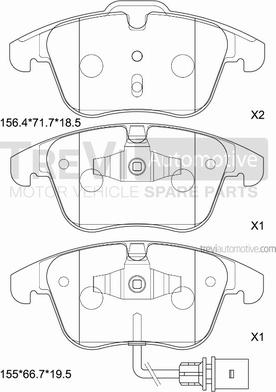 Trevi Automotive PF1304 - Тормозные колодки, дисковые, комплект autosila-amz.com