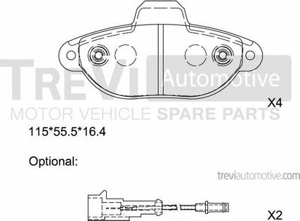 Trevi Automotive PF1319 - Тормозные колодки, дисковые, комплект autosila-amz.com