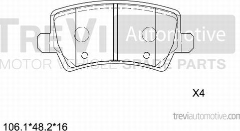 Trevi Automotive PF1311 - Тормозные колодки, дисковые, комплект autosila-amz.com