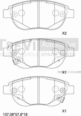 Trevi Automotive PF1312 - Тормозные колодки, дисковые, комплект autosila-amz.com