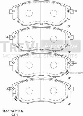 Trevi Automotive PF1339 - Тормозные колодки, дисковые, комплект autosila-amz.com