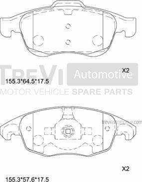 Trevi Automotive PF1331 - Тормозные колодки, дисковые, комплект autosila-amz.com