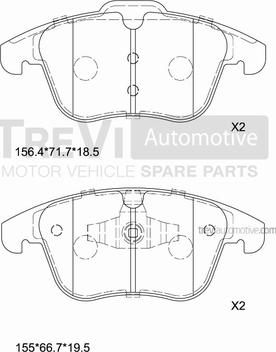 Trevi Automotive PF1332 - Тормозные колодки, дисковые, комплект autosila-amz.com