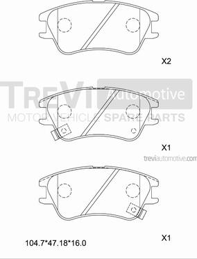 Trevi Automotive PF1325 - Тормозные колодки, дисковые, комплект autosila-amz.com