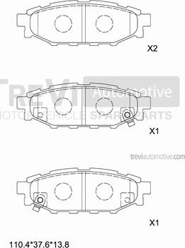 Trevi Automotive PF1322 - Тормозные колодки, дисковые, комплект autosila-amz.com