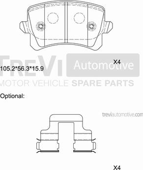 Trevi Automotive PF1376 - Тормозные колодки, дисковые, комплект autosila-amz.com