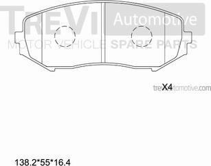 Trevi Automotive PF1378 - Тормозные колодки, дисковые, комплект autosila-amz.com