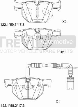 Trevi Automotive PF1249 - Тормозные колодки, дисковые, комплект autosila-amz.com