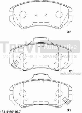 Trevi Automotive PF1244 - Тормозные колодки, дисковые, комплект autosila-amz.com