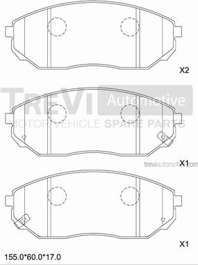 Trevi Automotive PF1245 - Тормозные колодки, дисковые, комплект autosila-amz.com