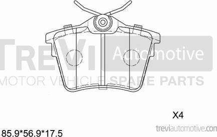 Trevi Automotive PF1241 - Тормозные колодки, дисковые, комплект autosila-amz.com