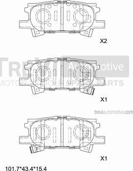 Trevi Automotive PF1243 - Тормозные колодки, дисковые, комплект autosila-amz.com