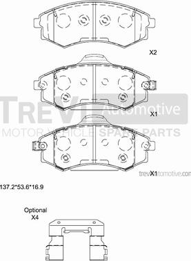 Trevi Automotive PF1247 - Тормозные колодки, дисковые, комплект autosila-amz.com