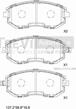 Trevi Automotive PF1205 - Тормозные колодки, дисковые, комплект autosila-amz.com