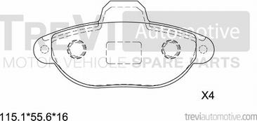 Trevi Automotive PF1200 - Тормозные колодки, дисковые, комплект autosila-amz.com