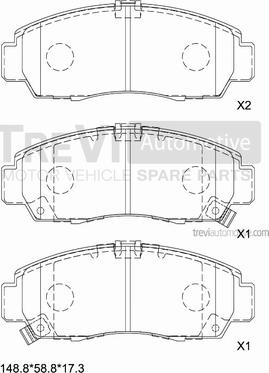 Trevi Automotive PF1219 - Тормозные колодки, дисковые, комплект autosila-amz.com