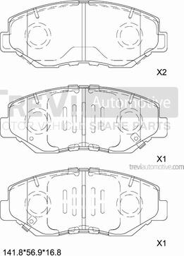 Trevi Automotive PF1214 - Тормозные колодки, дисковые, комплект autosila-amz.com